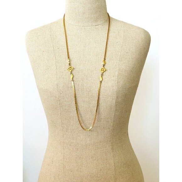 Vintage PIERRE CARDIN Logo Necklace 36" Gold Tone Square Link - Picture 4 of 6